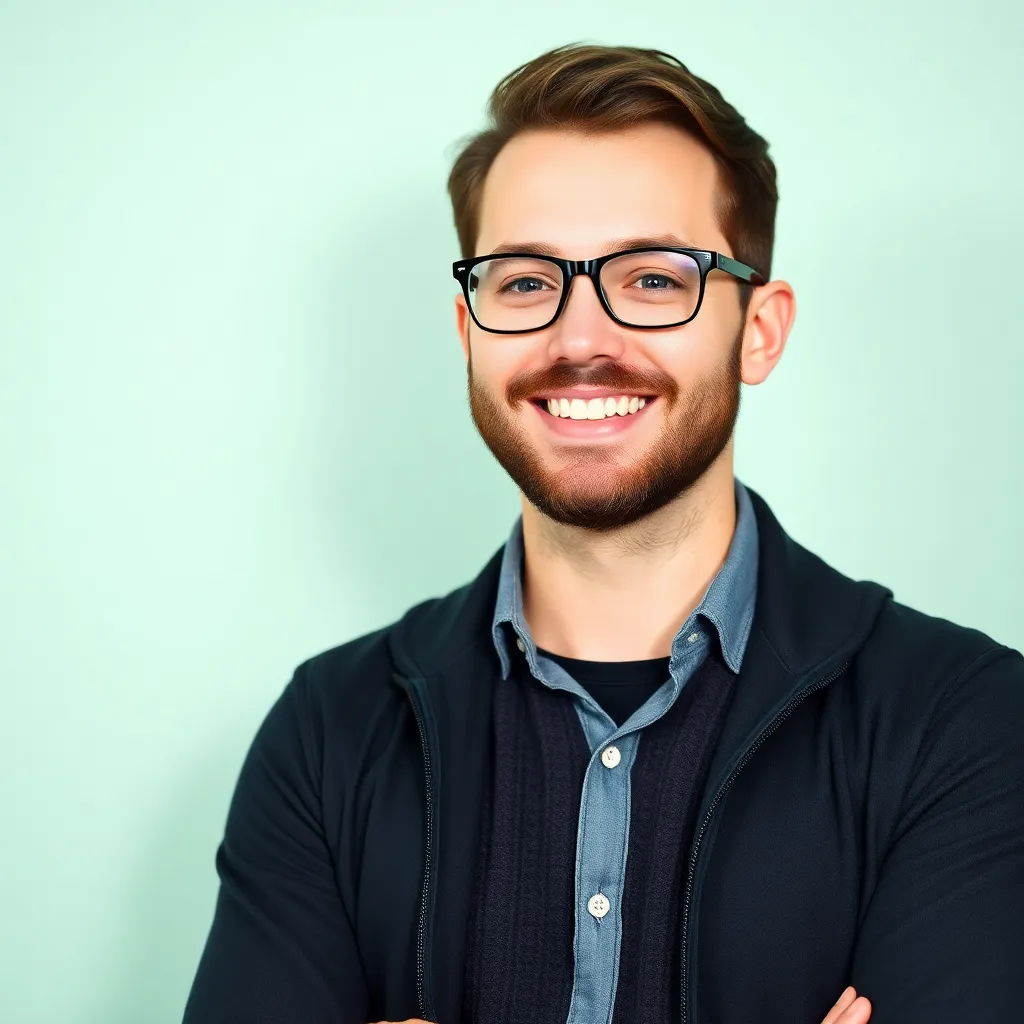 Mladý muž v casual biznis oblečení, 35 rokov, s bradou